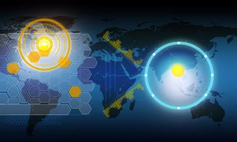 Holographic screen with world map Ilustração Stock