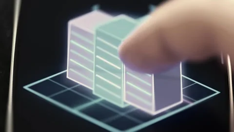 Holographic Server Stack on Data Center Platform Stock Footage 341865923
