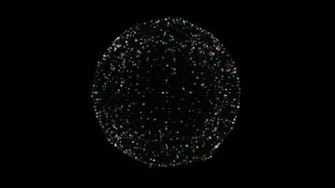 Holographic sphere on black background video Stock Footage 313862549