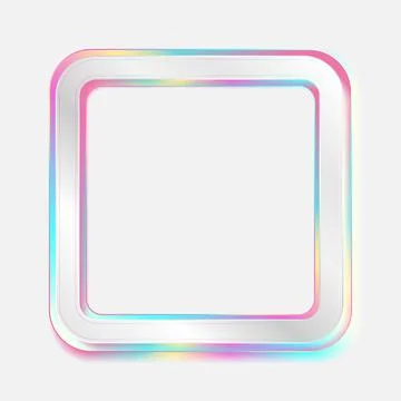 Holographic square frame geometric abstract tech background Illustrazione stock