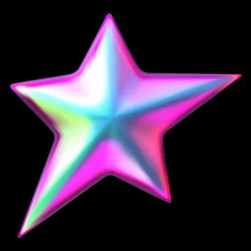 Holographic star realistic 3D vector, pink blue gradient space galaxy emoji Stock Illustration