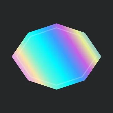 Holographic sticker. Different shape on gradient badget. Vector illustration Illustrazione stock