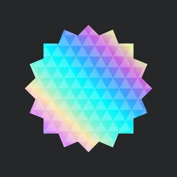 Holographic sticker. Different shape on gradient badget. Vector illustration Illustrazione stock