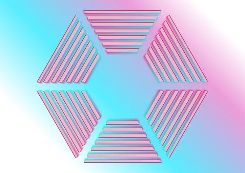 Holographic striped hexagons abstract tech geometric background Stock Illustration