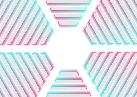 Holographic striped hexagons abstract tech geometric background 스톡 일러스트
