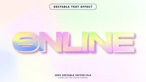 Holographic style editable text effect colorful style Stock Illustration