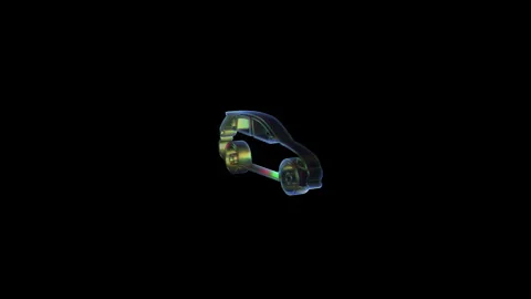 Holographic suv vehicle animation assembling and disassembling Stock Footage 325040884