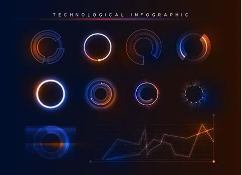 Holographic technological infographic. Big data visualization Stock Illustration