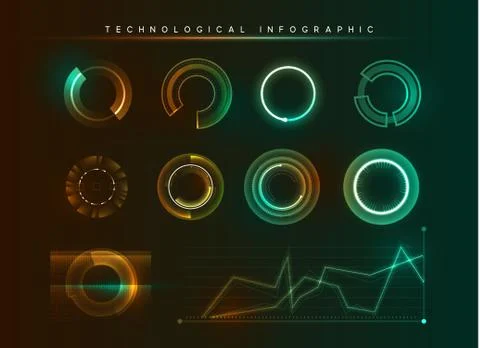 Holographic technological infographic. Big data visualization Illustrazione stock