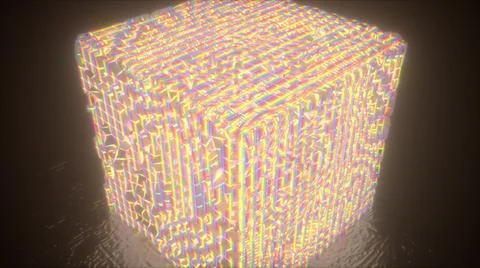 Holographic technology cube abstract background. Stock Illustration