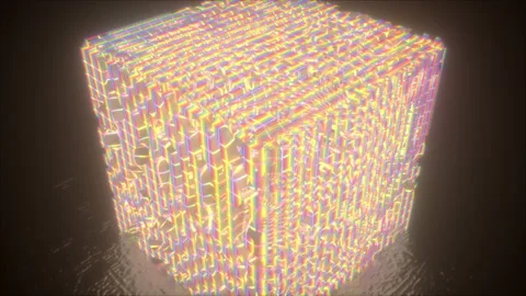 Holographic technology cube Stock Footage 151962170