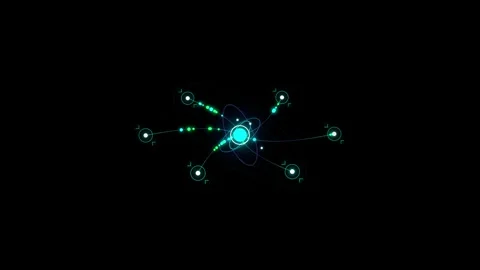 Holographic Telemetry Data Network Connecting Nodes Flowing Particles Display Stock Footage 346172515