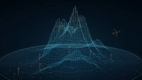 Holographic Terrain Reconnaissance Visualization 3D Landscape Mapping Digital Stock Footage 341913259