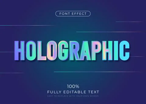 Holographic text effect. Editable font style Stock Illustration