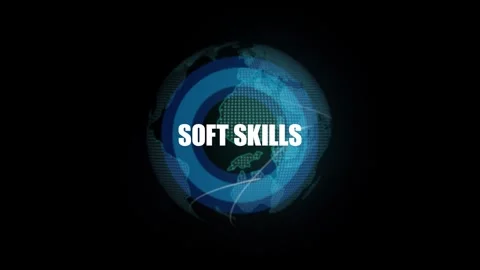 Holographic text Soft Skills on global network earth concept. Stock Footage 293483985