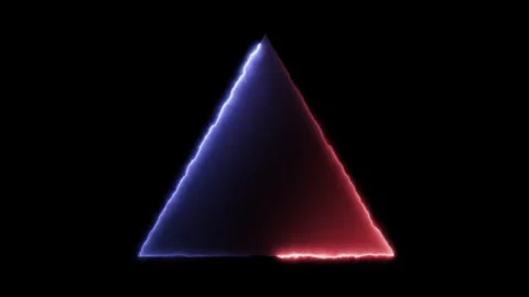 Holographic Triangle Border with Pulsing Neon Glow Stock Footage 332654569