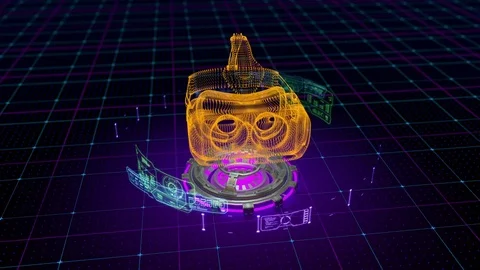 Holographic VR headset animation Stock Footage 82063447