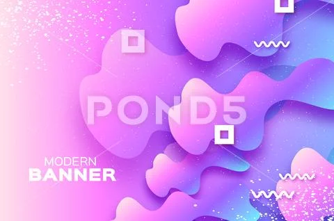Holographic wave background in paper cut style. Origami Layered shapes Stock Illustration