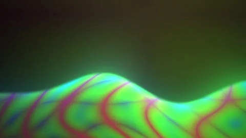 Holographic wave pattern with vibrant colors and red lines on a dark backgr.. Stock Footage 336246064