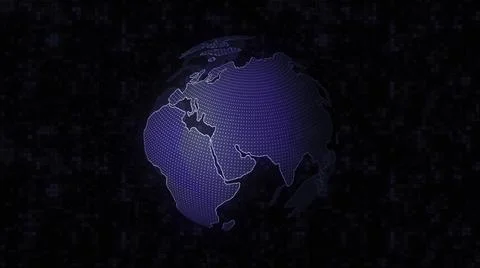 Holography of earth in computer space. Motion. Model of rotating planet Earth in 库存插图