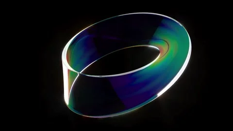 Holography An endless Mobius strip rotate on black back able to loop seamless Stock Footage 270519353