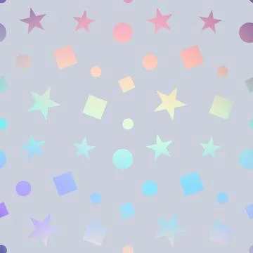 Holography shapes. Seamless pattern. Metallic iridescent stars. Foil geometric 스톡 일러스트
