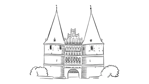 Holstentor Lubeck Animation Stock Footage 73852632
