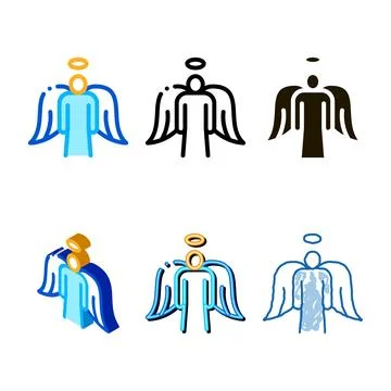 Holy angel with wings icon vector outline range Stock Illustration