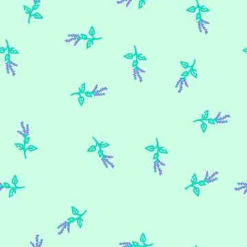 Holy basil ayurvedic herb vector seamless pattern 스톡 일러스트