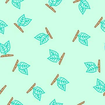 Holy basil ayurvedic herb vector seamless pattern Stock Illustration