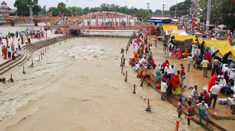 Holy Bath At Haridwar Stock Footage 30457584