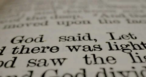 Holy Bible Macro Text And There Was Light Genesis Pan Right Stock Footage 291189672