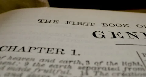 Holy Bible Macro Text The First Book Of Moses Genesis Pan Right Stock Footage 291190057
