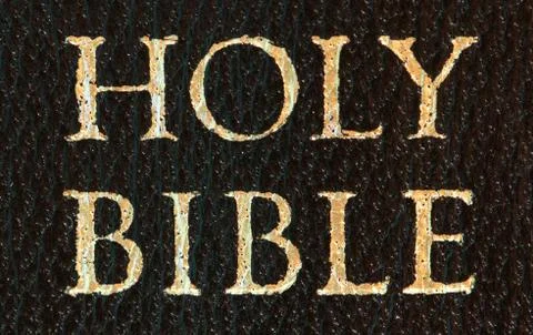 Holy Bible Printed on the The Side Panel in Embossed Gold Letters Stock Photos