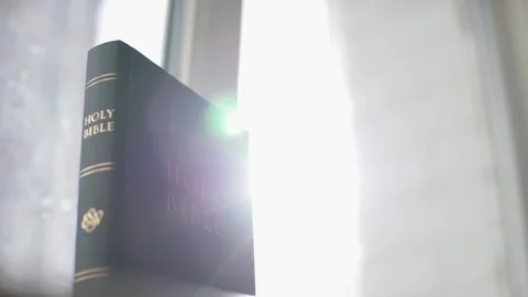 Holy bible in the rays of the sun. Stock Footage 303589228
