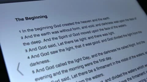 The Holy Bible on a tablet computer Stock Footage 12389662