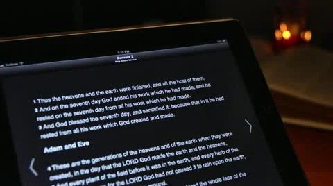 The Holy Bible on a tablet computer 库存影片 12389720