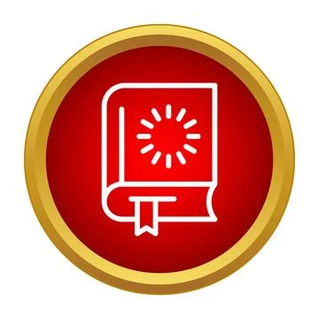 Holy book with bookmark in red circle icon Stock Illustration