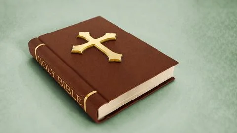 Holy book on green background. 3D illustration Stockillustratie