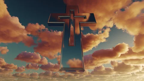 Holy Christian cross in the clouds. Stock Footage 247785913