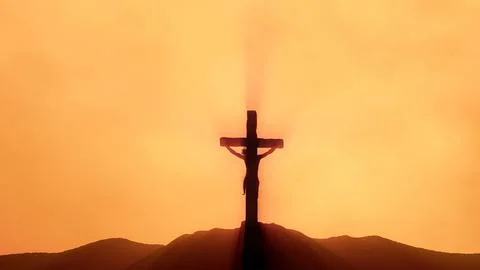 Holy Cross with red rays Stock Photos