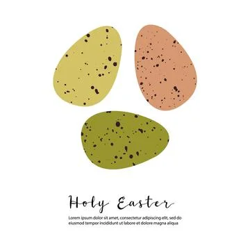 Holy Easter. Cute easter egg, nest, branch and leaves. Eco rustic decoration. Stock Illustration