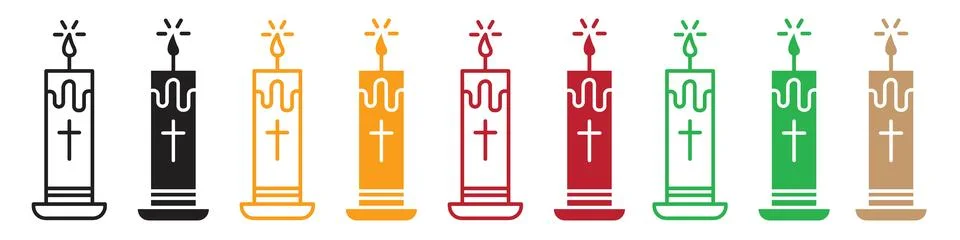 Holy Flame of Easter Candle Icon for Christian Night Services Stock Illustration