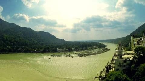 Holy Ganges in Rishikesh Stock Footage 36193402