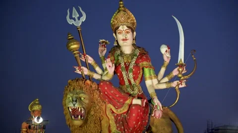 Holy goddess durga statue showcasing divine power strength and spiritual Stock Footage 337974674