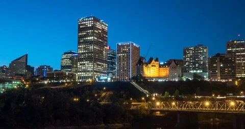 Holy Grail Hyperlapse of Edmonton, Alberta skyline Stock Footage 79813825
