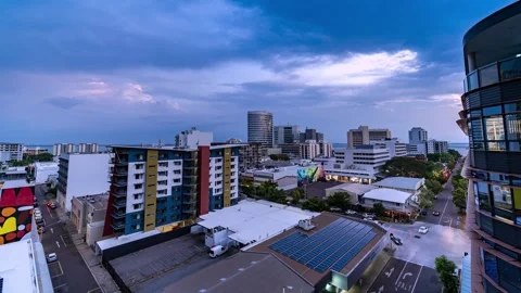 Holy grail timelapse of the Darwin CBD at sunset. Stock Footage 267186198