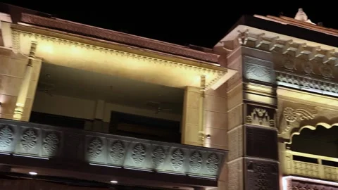 Holy hindu temple complex exterior at night Stock Footage 278304694