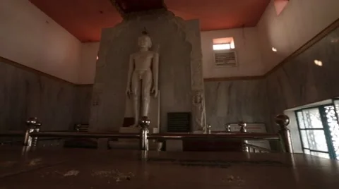 Holy indian authentic Marble statue of lord Buddha Stock Footage 55550464