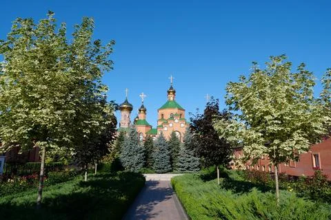 Holy Intercession Monastery, Goloseevsky Hermitage in Kyiv city, Ukraine Stock-Fotos